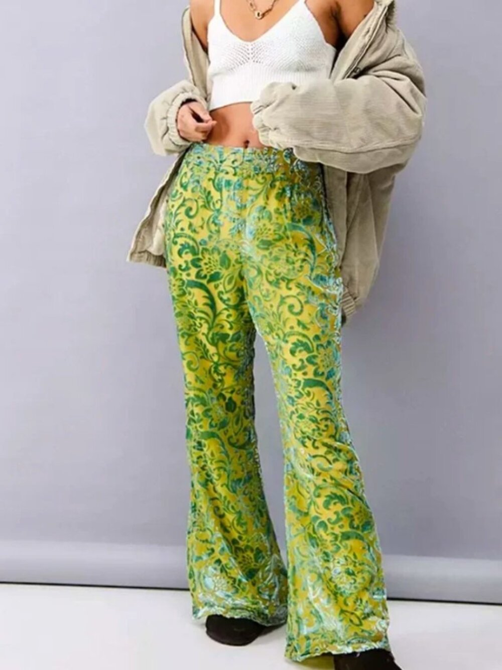 NWT Urban Outfitters Velour Burnout Flare Pants Women's Size 6